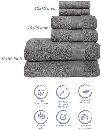 Hencely 6-Piece Bath Towel Set - High Absorbency, Quick Drying - 100%