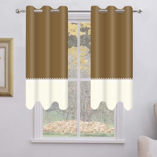 Brown Beige Window Curtains Panel 72 inches Long Farmhouse Drapes for