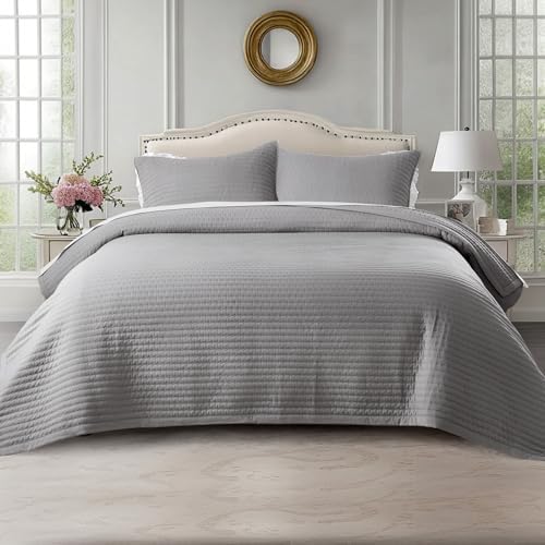 KASENTEX Oversized King Quilt Set 112x106, Soft Washed 3-Layer