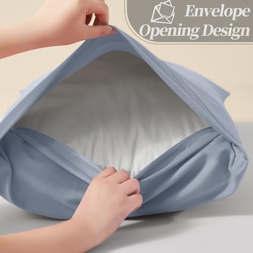 Vonty 2 Pack Grey Standard Pillowcases, 20x26, 1800 Microfiber