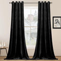 SMILETIME Black Velvet Curtains 52"x120" Grommet 2 Panels