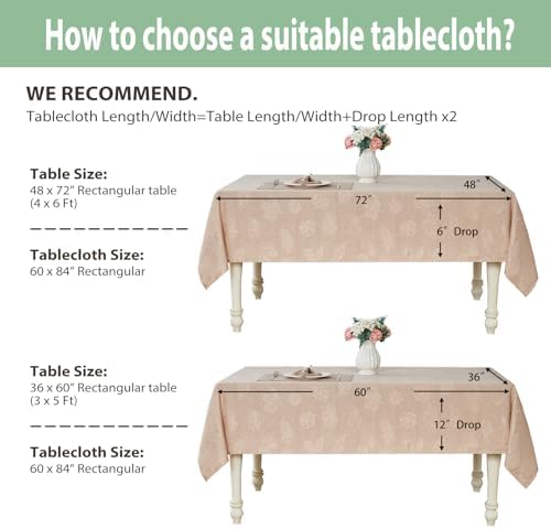 Taupe Jacquard 52x70 Rectangular Thanksgiving Christmas Tablecloth