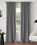 INOVADAY 100% Blackout Linen Curtains for Bedroom 50x63 Inches Dark