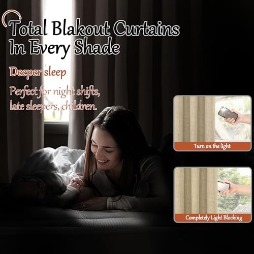 Lajode Burlap Linen Blackout Curtains for Living Room - 52x90 Inch 2
