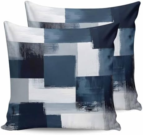 26x26 Pillow Covers Set of 2, Navy Blue White Throw Pillow Covers