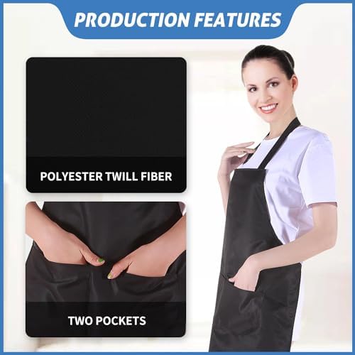 8/12/24 Pack Plain Bib Aprons Bulk, Black Commercial Apron with 2