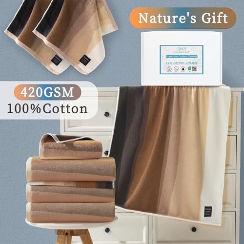 VOOVA & MOVAS 12PCS Brown Towels Set for Bathroom, 2 Bath 28"x55", 6