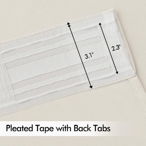 MIULEE Ivory Back Tab Blackout Curtains 52x96 Inch Long 2 Panels Set