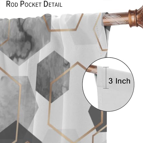 Grey Modern Curtains Gray Geometric Art Abstract Curtain with Rod
