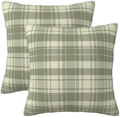 KiuLoam Sage Green Buffalo Plaid Tartan Print Pillow Covers 22x22 Inch