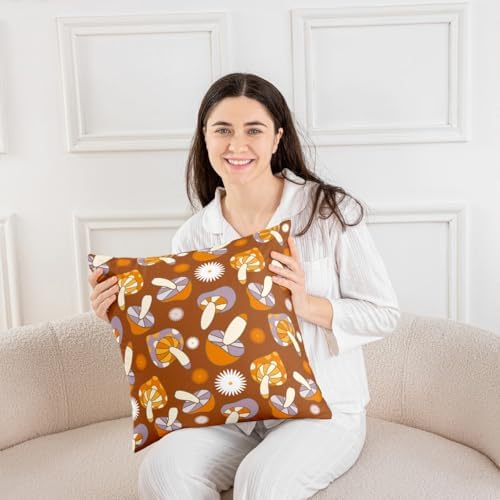 Feelyou Mushroom Square Groovy Cushion Covers Set of 2 22 x 22-Inch