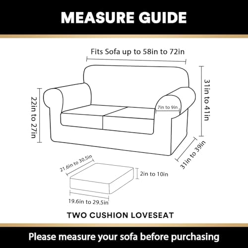 PrinceDeco Velvet Couch Cover Loveseat Covers for 2 Cushion Couch