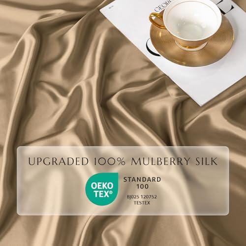 THXSILK 100% Mulberry Silk Fitted Sheet Set, 7A+ Silk 3 Pieces Bed