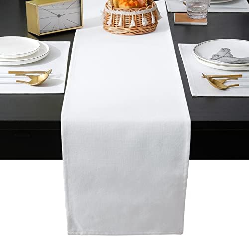 Solid White Table Mats Set of 4 With Table Runner 90 Inches