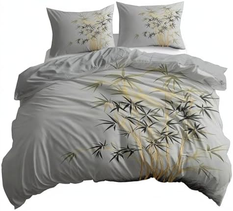 King Duvet Cover Set Minimalist Plant Bamboo Soft Microfiber