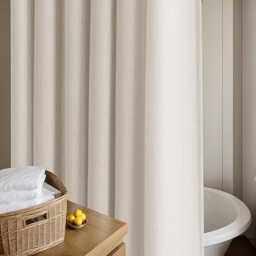 Oatmeal Linen Shower Curtain for Bathroom Water Repellent 72x84 Inch