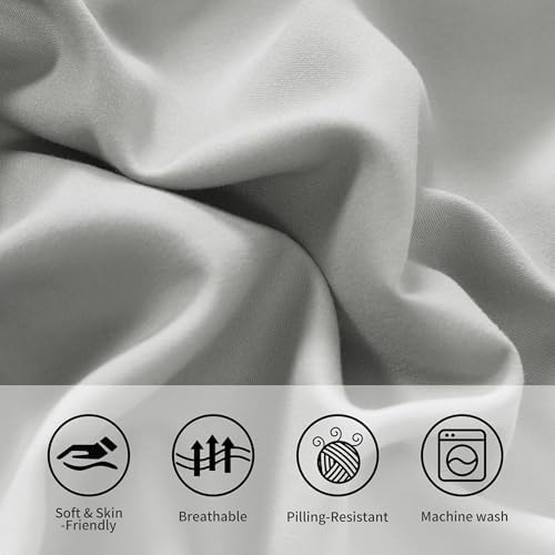 Microfiber Standard Pillowcases, 2 Pack, 20x26 Inch, Light Grey