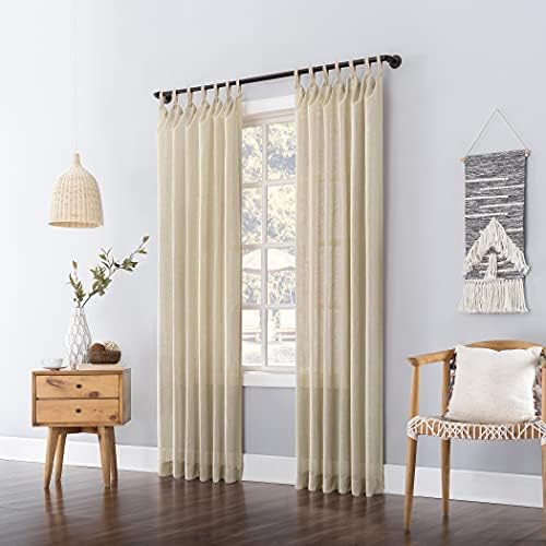 No. 918 Bondi 2-pack Linen Texture Jute Tabs Semi-Sheer Tab Top
