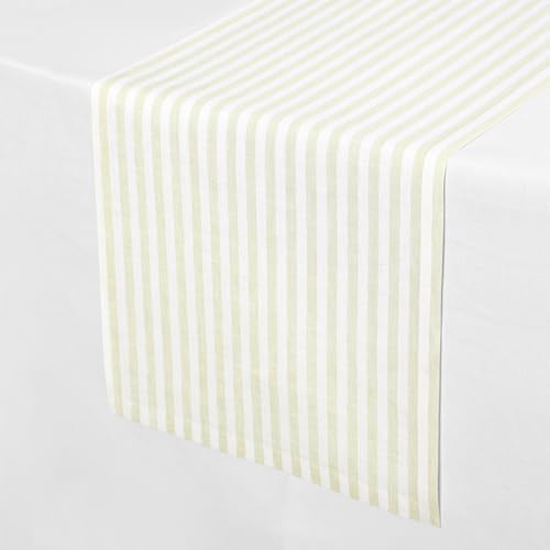 Solino Home 100% Pure Linen Table Runner, 14 x 90 in, Sage and White