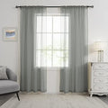 HUTO Sage Grey Sheer Curtains 96 Inches Long Rod Pocket Window Sheer