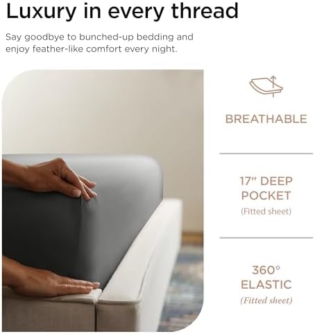 Threadmill 656 Thread Count Supima Cotton King Sheet Set, Sateen, Dark