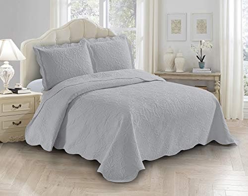 Fancy Linen 3pc Embossed Coverlet Bedspread Set Oversized Bed Cover
