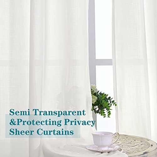 BGment Cream Sheer Curtains 84 Inches Long for Living Room 2 Panels