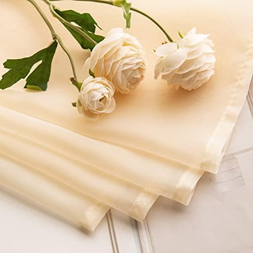 MIULEE Cream Beige Sheer Curtains 54 X 96 Inches, 2 Panels
