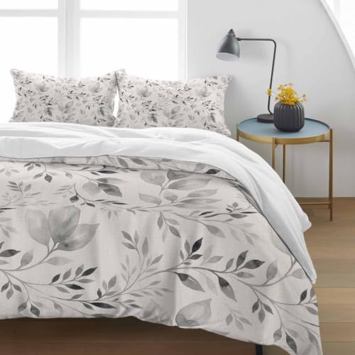 Leaves Twigs King 4 Piece Duvet Cover Set, Rustic Country Minimalist