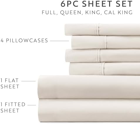 Linen Market 6 Piece Bed Sheet Set, Ivory, Full