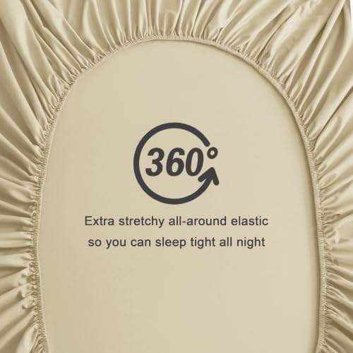 Aerlomi Twin XL Fitted Sheet, 39x80, Brushed Microfiber, Light Taupe