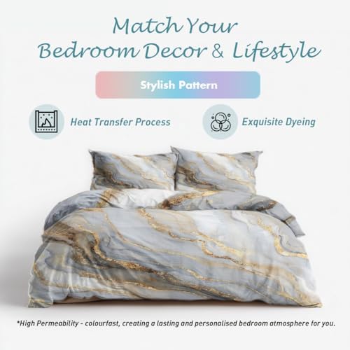 Abstract Duvet Cover Queen Size, Modern Marble Pattern Bedding Set