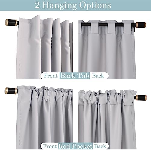 Fcosie Blackout Curtains 63 inches Long 2-in-1 Hanging Style Curtain