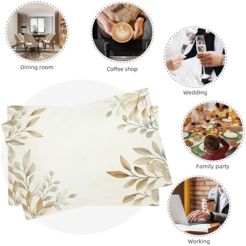 Olive Leaves Placemats Set of 2 - Durable Soft Washable Table