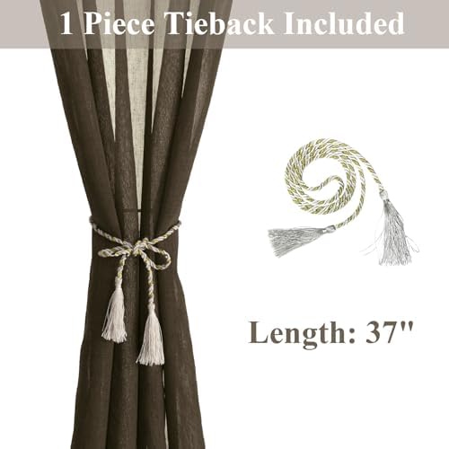 Frelement Light Filtering Window Treatments Linen Sheer Window Curtain