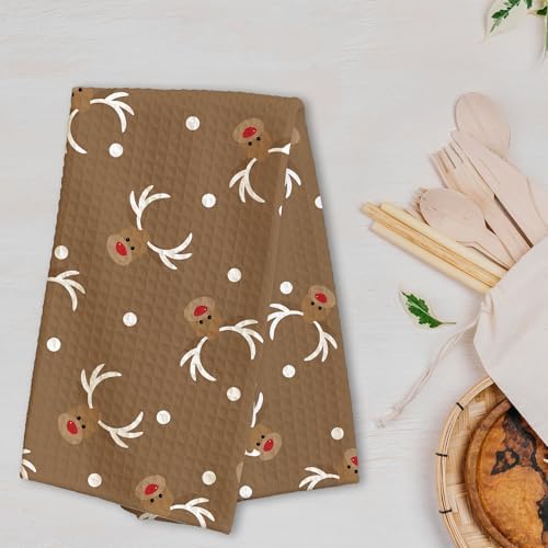 Christmas Cute Elk Theme Kitchen Towels - 16 x 24 Inches Kitchen Funny