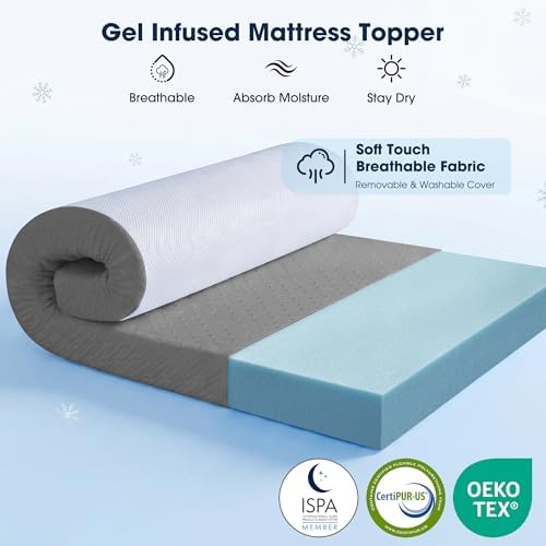 VALUXE 3 Inch Gel Memory Foam Mattress Topper Queen Size