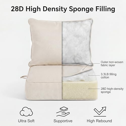 6" Thick Outdoor Chair Cushions, 24" *24" *6" Waterproof Patio