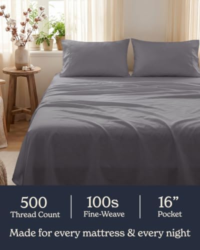 Beckham Hotel Collection 100% Cotton King Sheet Set, 4-Piece, Dark