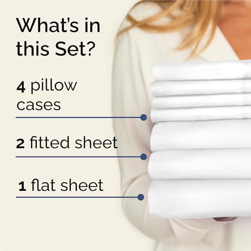CGK Split King 7pc Bed Sheet Set - Breathable & Cooling - White
