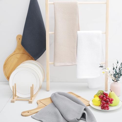 Homaxy 100% Cotton Waffle Weave Kitchen Dish Towels 9-Pack, White