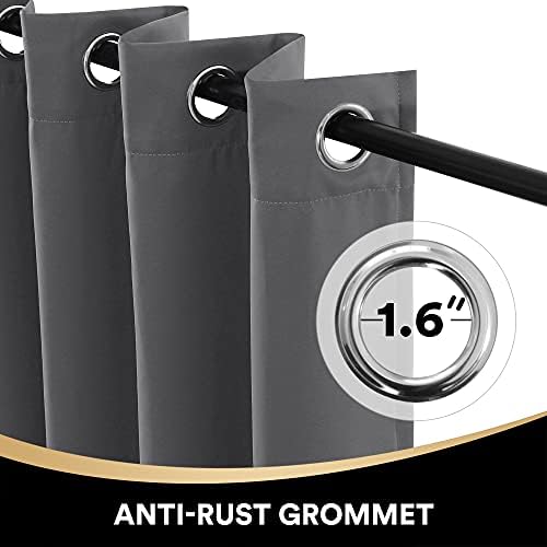 PrinceDeco Blackout Curtain 96 inch Long,Black Liner Backing,2