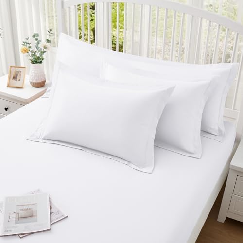 Homiest White Pillow Shams Queen Size Set of 2, 2-Inch Flange