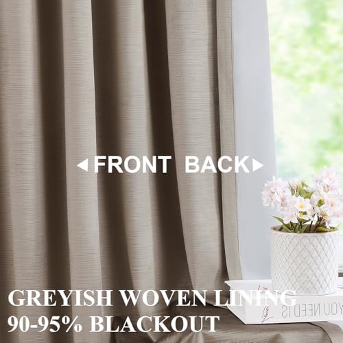 Vision Home Mocha Tan Velvet Pinch Pleated Blackout Curtains 40Wx120L