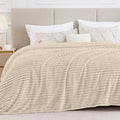 BEDELITE Ribbed King Size Blanket for Bed, Beige, 108"x90"
