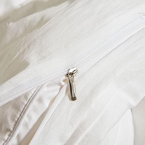 CCoutueChen White Ruffle Duvet Cover Queen 3Pcs Shabby Chic Farmhouse