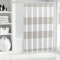 AOFOTO ‌Taupe and White Boho Tassel Shower Curtains, Striped Shower