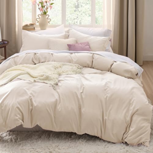 Bedsure Prewashed Duvet Cover Full, Cotton-Like Soft Bedding Set