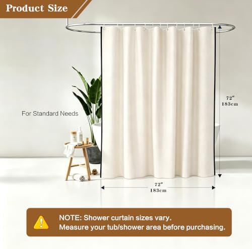 Beige Linen Style Shower Curtain Heavy Duty Liner 72x84