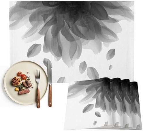 Placemats Set of 8, Modern Grey Cotton Linen Place Mats, Gradient